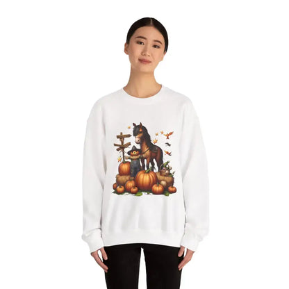 Fall Harvest Halloween Sweatshirt Horse and Pumpkin Shirt Autumn Farm Apparel - Sweatshirt