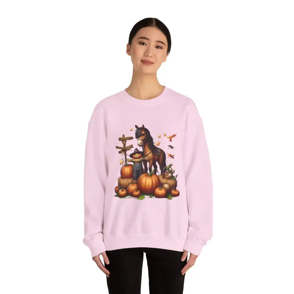 Fall Harvest Halloween Sweatshirt Horse and Pumpkin Shirt Autumn Farm Apparel - Sweatshirt
