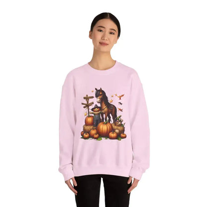 Fall Harvest Halloween Sweatshirt Horse and Pumpkin Shirt Autumn Farm Apparel - Sweatshirt