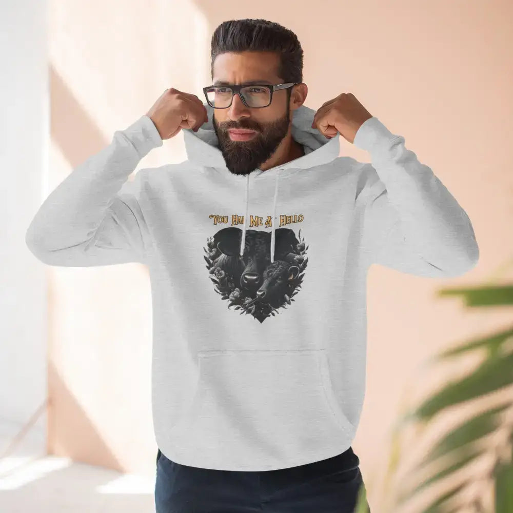 Farm Fleece Hoodie Western Farm Apparel Black Angus Bull and Cow - Hoodie
