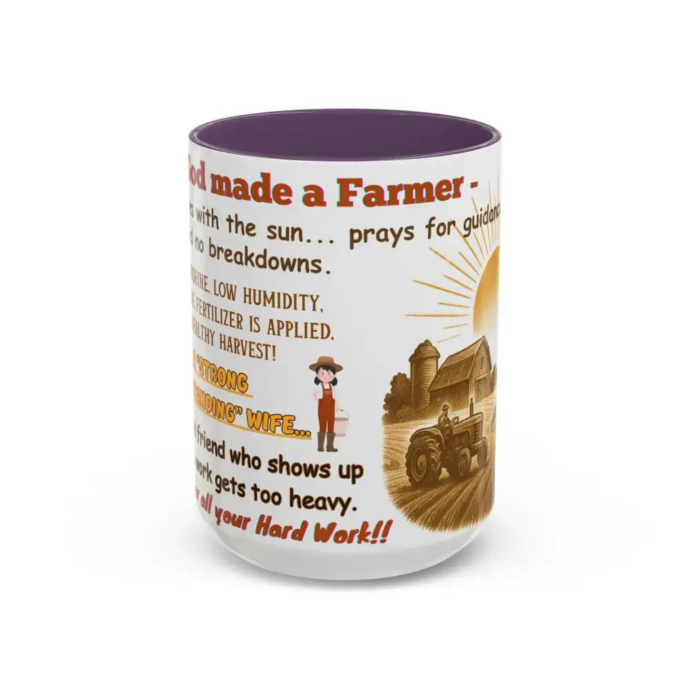 God made a Farmer Coffee Mug - Perfect Gift for Agricultural Enthusiasts Farmers Gift - 15oz / Purple - Mug