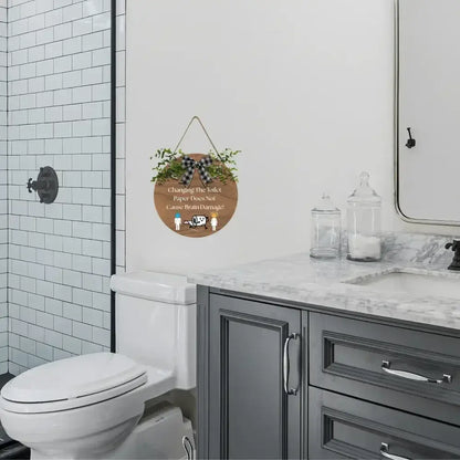 Funny Bathroom Hanging Sign, Humorous Bathroom Decor Wall Art - The Best New Thing