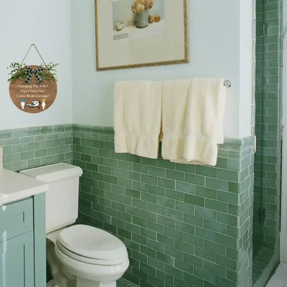 Funny Bathroom Hanging Sign, Humorous Bathroom Decor Wall Art - The Best New Thing