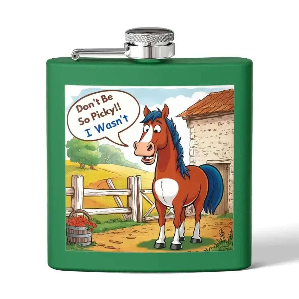 Funny Horse Stainless Steel Flask, Unique Gift for Horse Lovers, 6oz - The Best New Thing