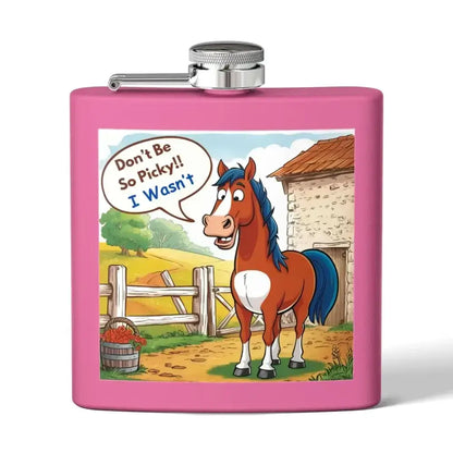 Funny Horse Stainless Steel Flask, Unique Gift for Horse Lovers, 6oz - The Best New Thing