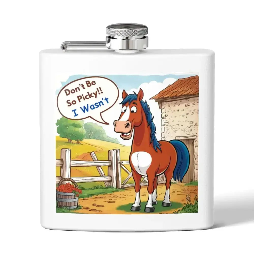 Funny Horse Stainless Steel Flask, Unique Gift for Horse Lovers, 6oz - The Best New Thing