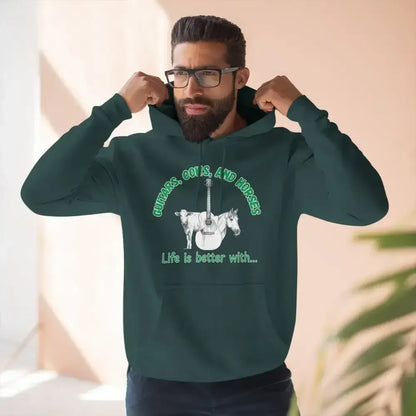 Guitars, Cows & Horses Hoodie — Hoodies for Men, Winter Farm Apparel - The Best New Thing