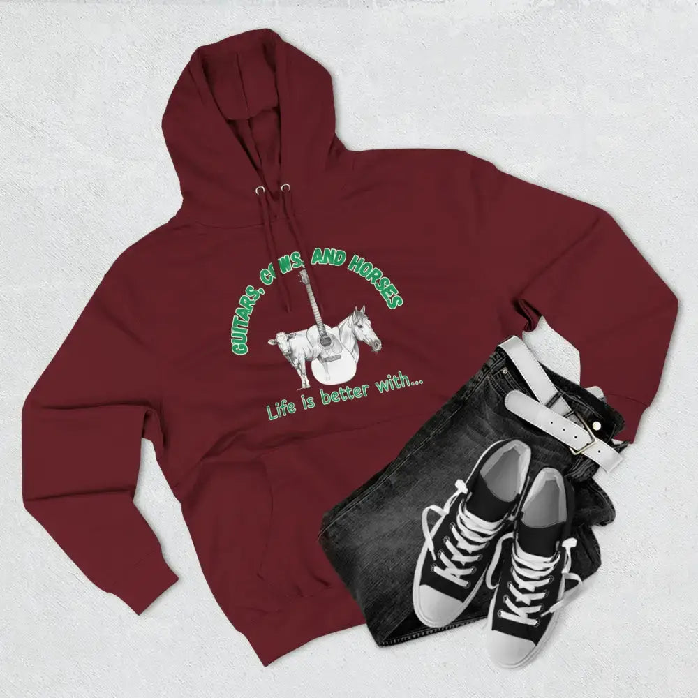 Guitars Cows & Horses Hoodie — Hoodies for Men Winter Farm Apparel - Hoodie