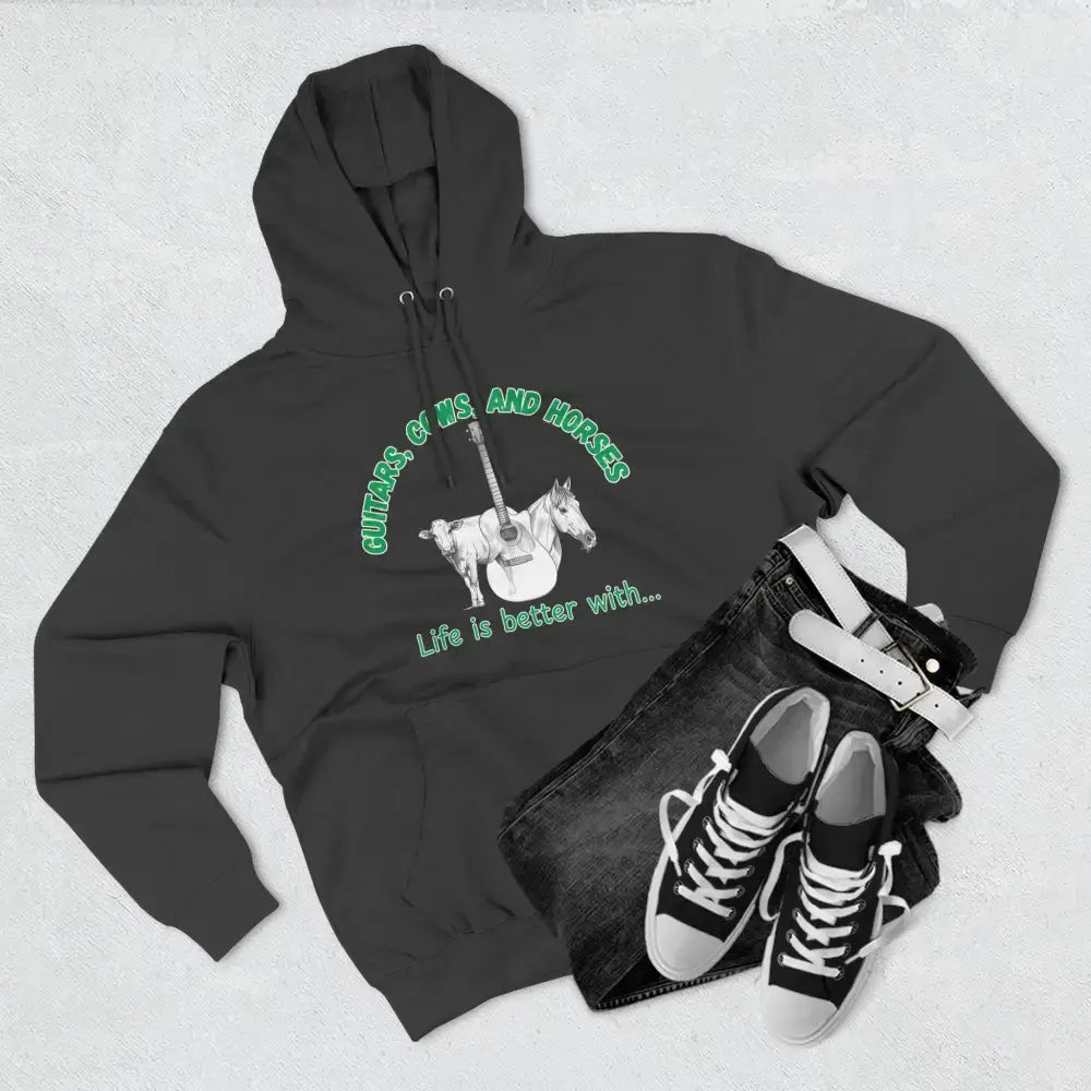Guitars Cows & Horses Hoodie — Hoodies for Men Winter Farm Apparel - Hoodie
