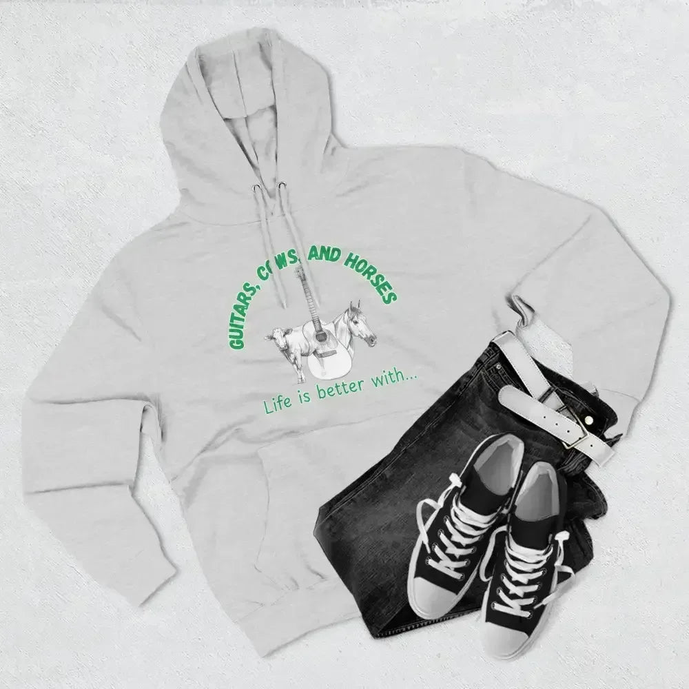 Guitars, Cows & Horses Hoodie — Hoodies for Men, Winter Farm Apparel - The Best New Thing