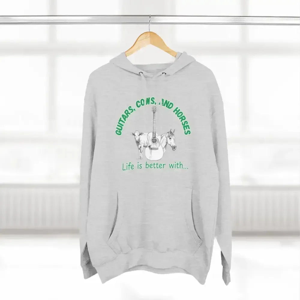 Guitars, Cows & Horses Hoodie — Hoodies for Men, Winter Farm Apparel - The Best New Thing