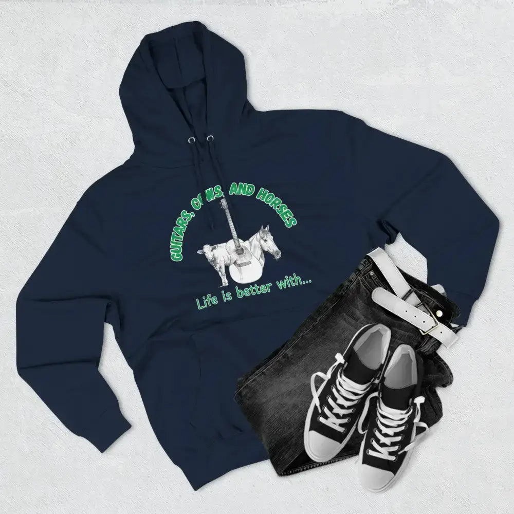 Guitars Cows & Horses Hoodie — Hoodies for Men Winter Farm Apparel - Hoodie