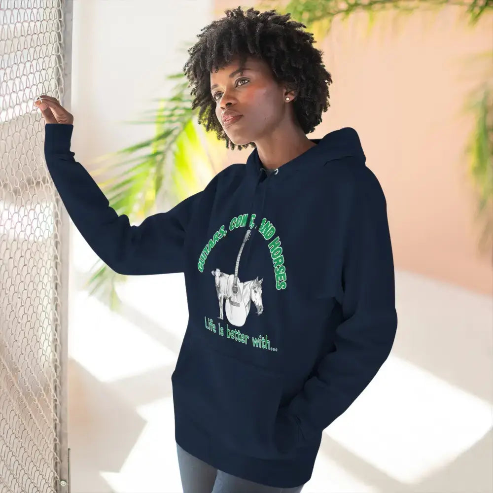 Guitars Cows & Horses Hoodie — Hoodies for Men Winter Farm Apparel - Hoodie