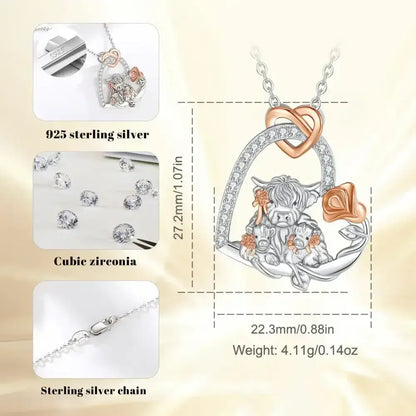 Highland Cow Necklace, Sterling Silver Cow Lover, Farm Style Necklace - The Best New Thing