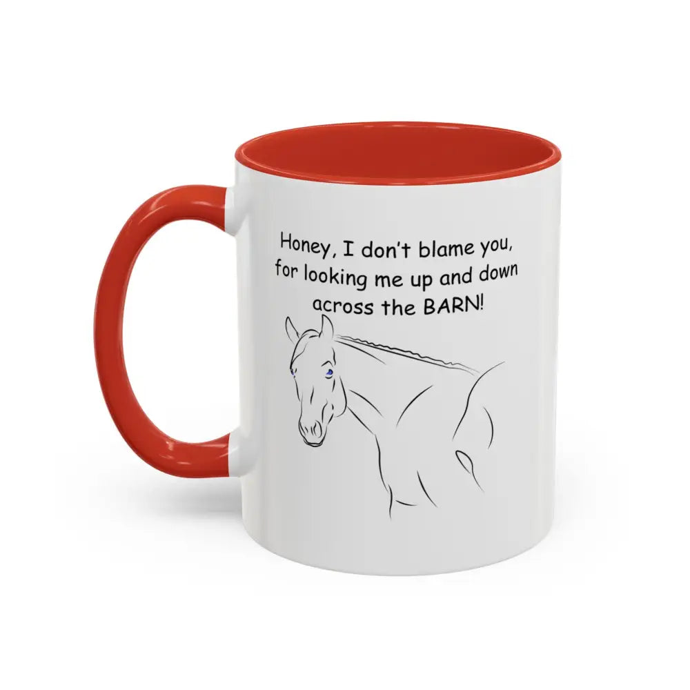 Horse coffee mugs 11oz cup with red interior and horse illustration, perfect gift