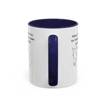 White ceramic 11oz horse coffee mug with blue interior, perfect gift