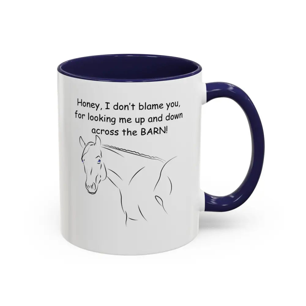 Horse coffee mugs 11oz cup with blue interior horse illustration perfect gift