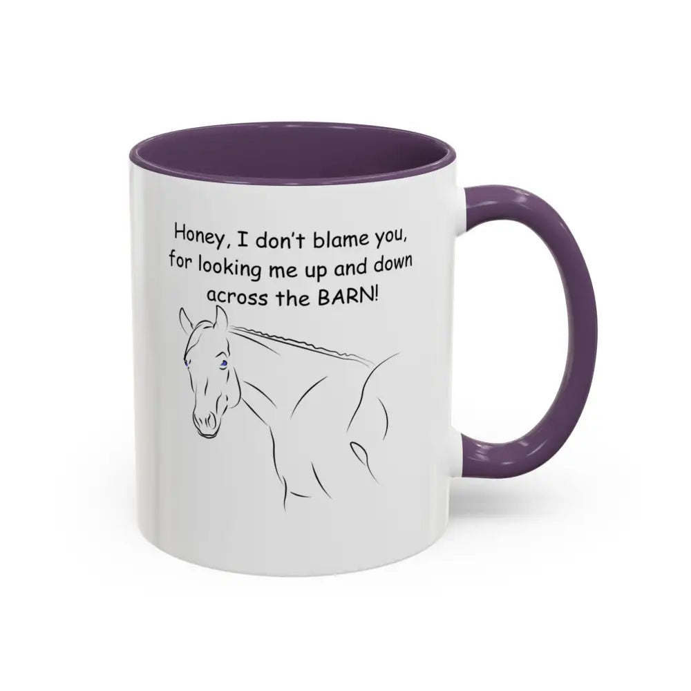 Horse coffee mugs 11oz cup with purple accents and horse illustration, perfect gift