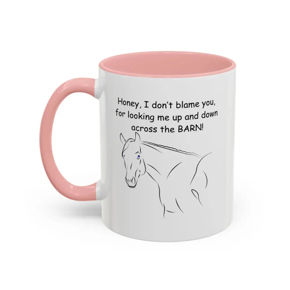 Horse Coffee Mugs 11oz Cup with Pink Interior and Horse Illustration, Perfect Gift
