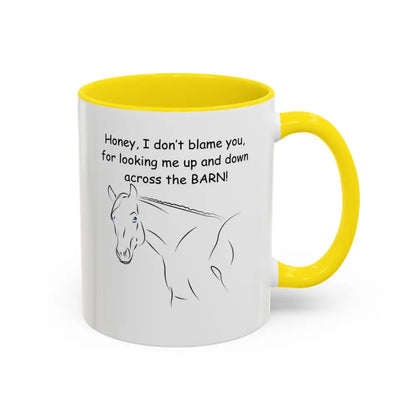 Yellow and white horse coffee mugs, 11oz coffee cup perfect gift