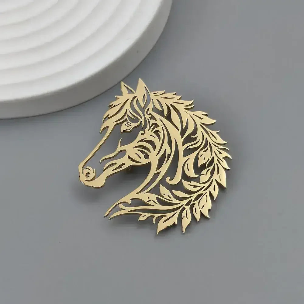 Horse Head Brooch, Stainless Steel Jewelry, Western Suit Accessories - The Best New Thing