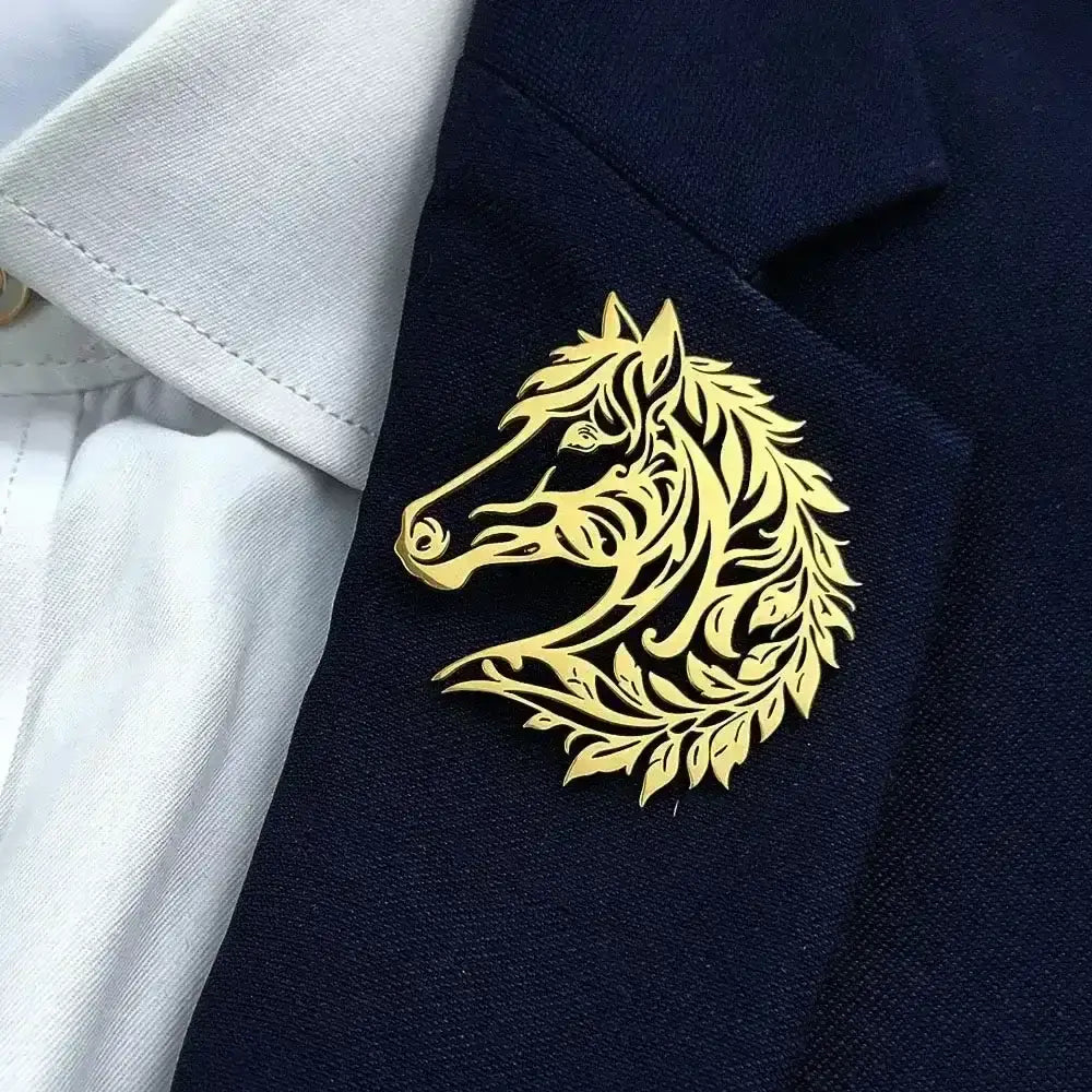 Horse Head Brooch, Stainless Steel Jewelry, Western Suit Accessories - The Best New Thing