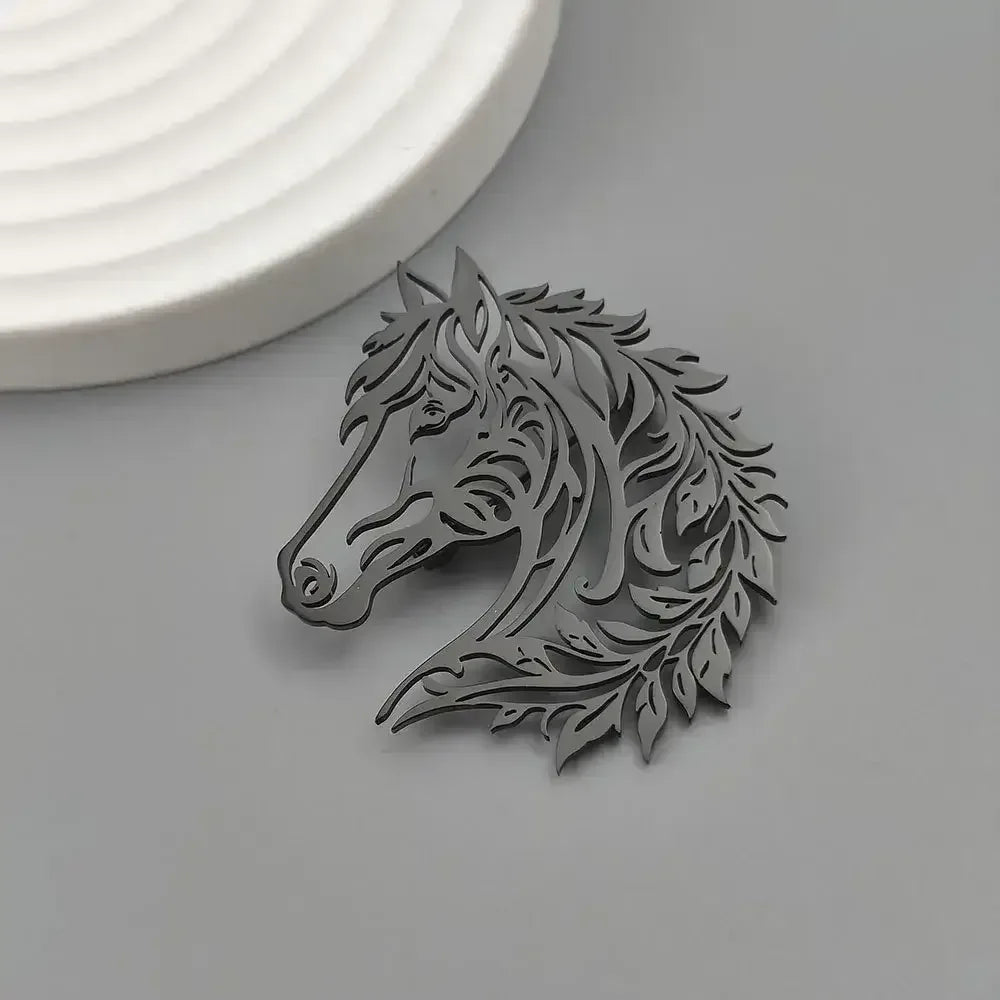 Horse Head Brooch, Stainless Steel Jewelry, Western Suit Accessories - The Best New Thing