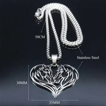 Horse Love Pendant, Stainless Steel Heart Shaped Necklace Jewelry - The Best New Thing