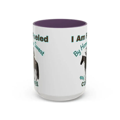 Horse Lover’s Coffee Mug - I Am Fueled by Horse Sweat and Coffee Equestrian Gift - 15oz / Purple - Mugs