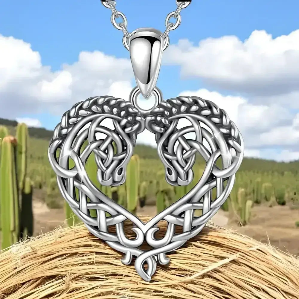 Horse Necklace, Heart Shape Jewelry, Sterling Silver Horse Lovers Gift - The Best New Thing
