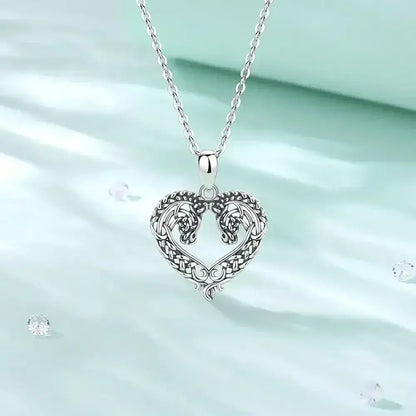 Horse Necklace, Heart Shape Jewelry, Sterling Silver Horse Lovers Gift - The Best New Thing