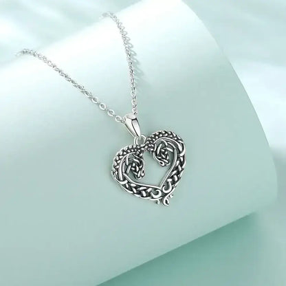 Horse Necklace, Heart Shape Jewelry, Sterling Silver Horse Lovers Gift - The Best New Thing