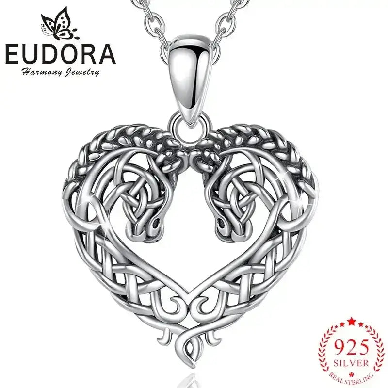 Horse Necklace, Heart Shape Jewelry, Sterling Silver Horse Lovers Gift - The Best New Thing