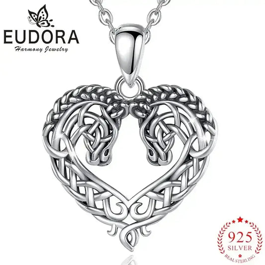 Horse Necklace, Heart Shape Jewelry, Sterling Silver Horse Lovers Gift - The Best New Thing