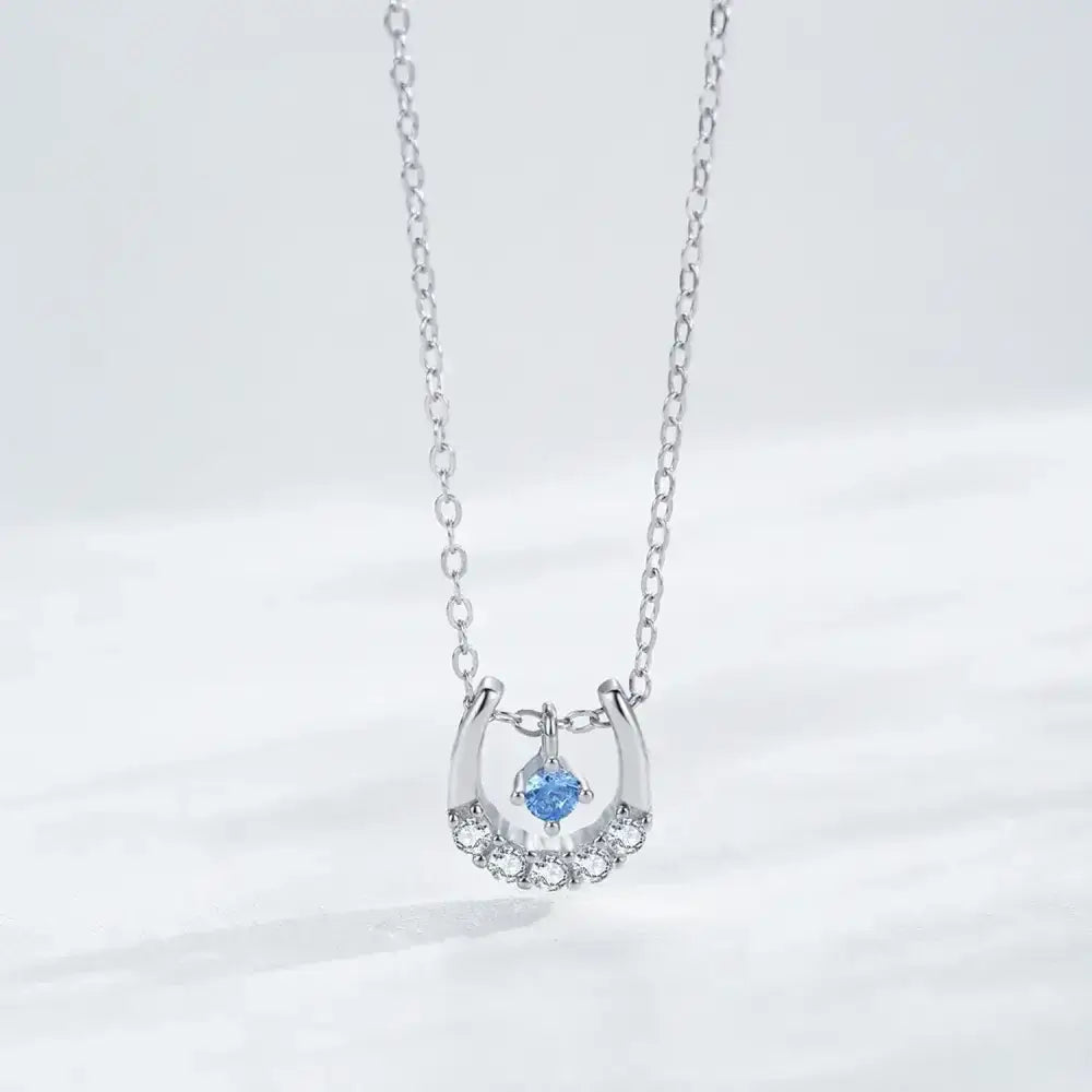 Horseshoe Necklace, Sterling Silver Lucky Cubic Zirconia Pendant - The Best New Thing