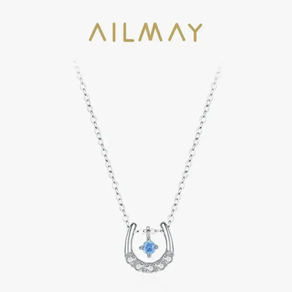 Horseshoe Necklace, Sterling Silver Lucky Cubic Zirconia Pendant - The Best New Thing