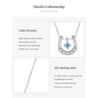 Horseshoe Necklace, Sterling Silver Lucky Cubic Zirconia Pendant - The Best New Thing