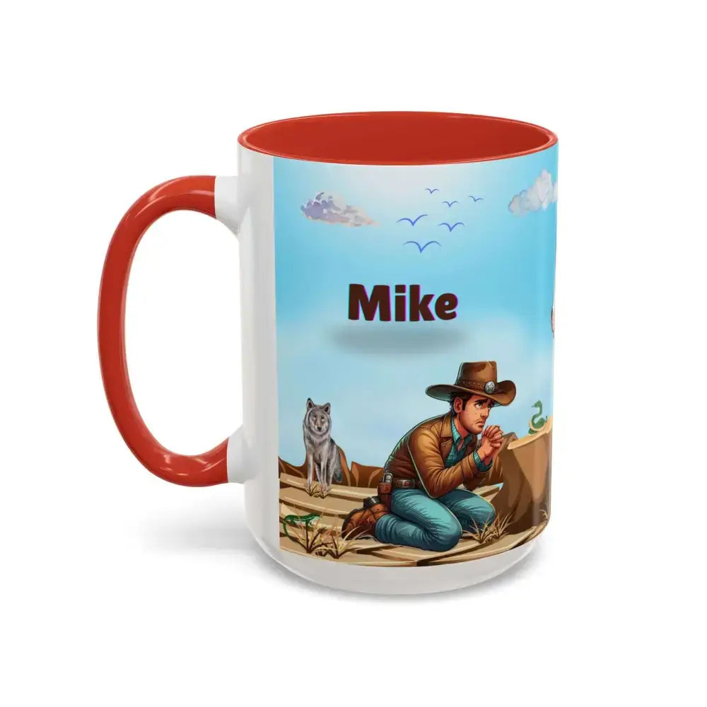 Humorous Cowboys Coffee Mug - Personalize IT - Pleading Cowboy and Sassy Horse Western Mug 15oz - Mug