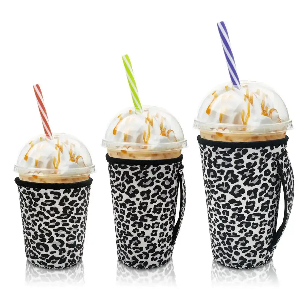 Iced Drink Sleeves Western Reusable Coolie Sleeve Neoprene Insulator Sleeve for Iced drinks 3 sizes 3pc Pk - White