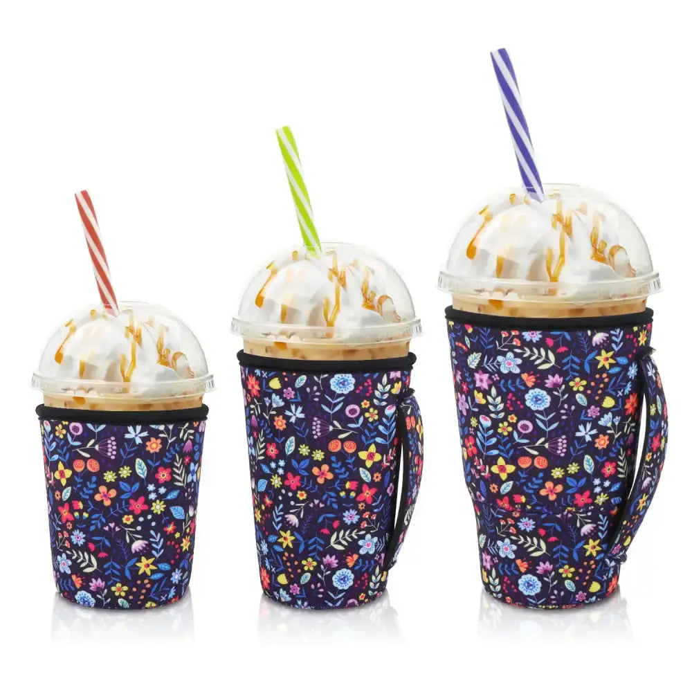 Iced Drink Sleeves Western Reusable Coolie Sleeve Neoprene Insulator Sleeve for Iced drinks 3 sizes 3pc Pk - Small