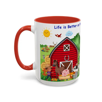 Life is Better on the FARM Mug Cartoon Cup for Kids Love Farming Cup of Joy 15oz - Mug