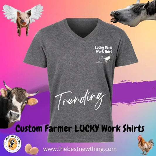 Lucky Barn Work T-Shirt, V-Neck Jersey Short Sleeve Tee - The Best New Thing