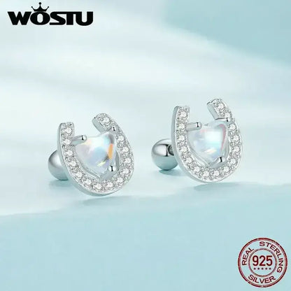 Lucky Horseshoe Stud Earrings, Sterling Silver Earrings Jewelry - The Best New Thing
