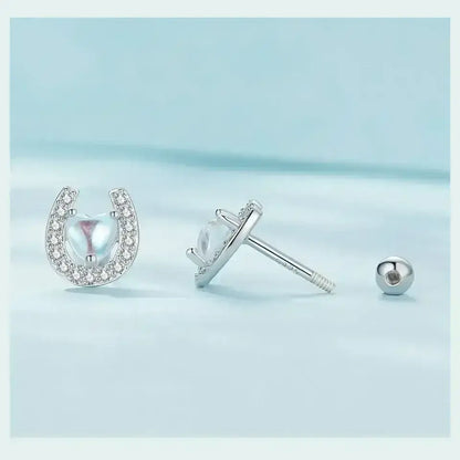 Lucky Horseshoe Stud Earrings, Sterling Silver Earrings Jewelry - The Best New Thing