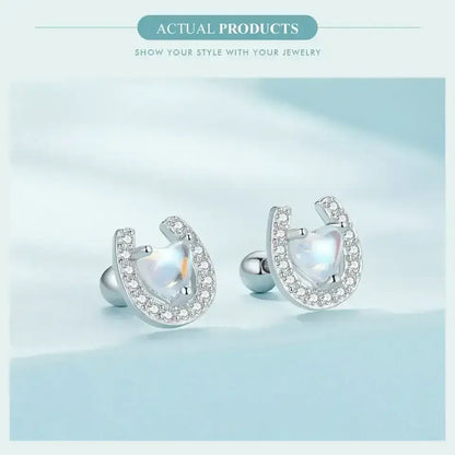 Lucky Horseshoe Stud Earrings, Sterling Silver Earrings Jewelry - The Best New Thing