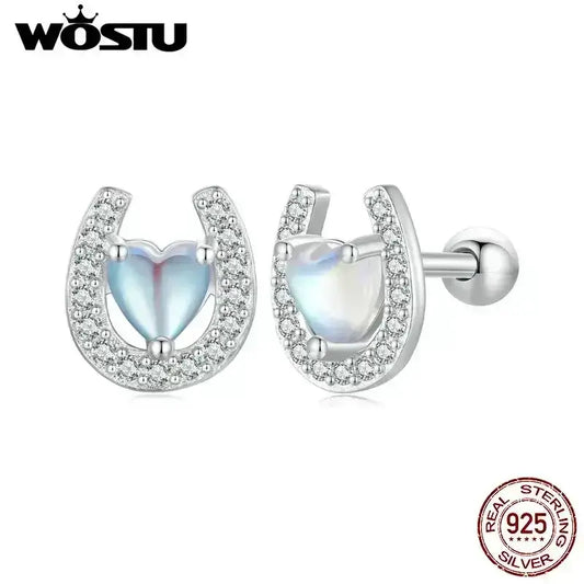 Lucky Horseshoe Stud Earrings, Sterling Silver Earrings Jewelry - The Best New Thing