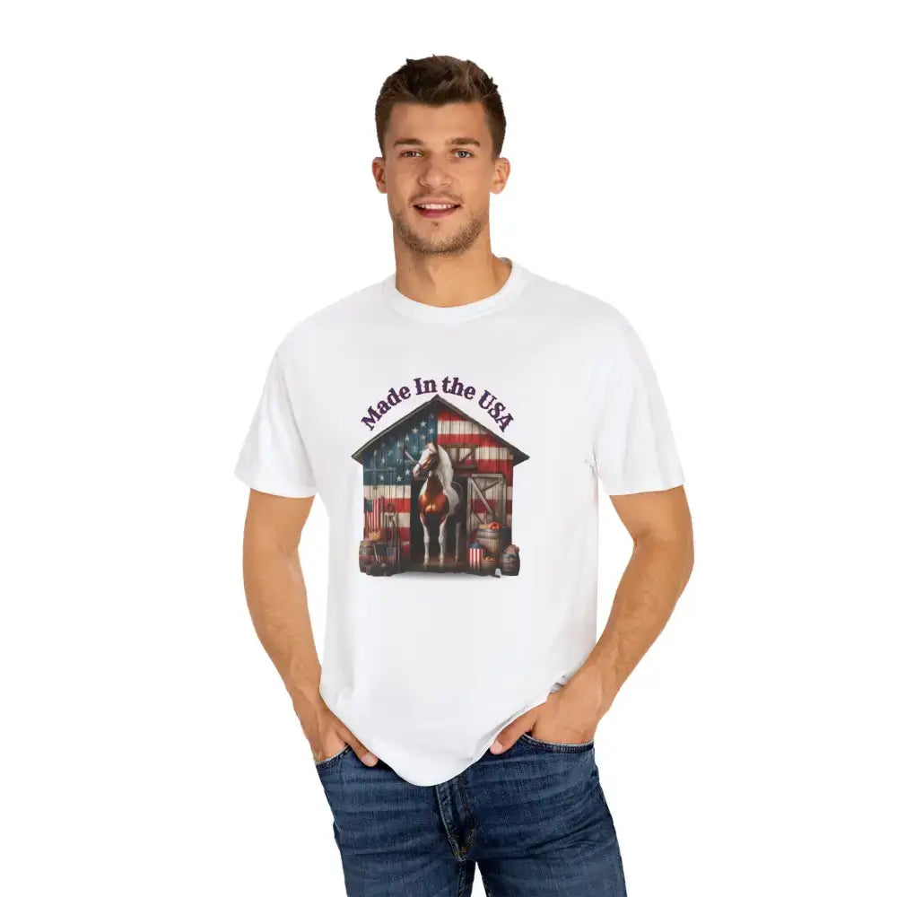 Made in the USA Horse Graphic T-Shirt Patriotic Tee for Horse Lovers American Pride Apparel - T-Shirt