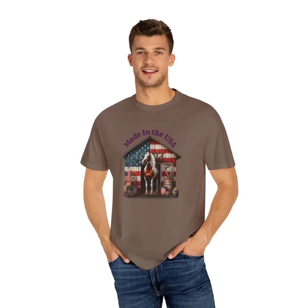 Made in the USA Horse Graphic T-Shirt Patriotic Tee for Horse Lovers American Pride Apparel - T-Shirt