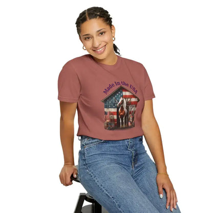 Made in the USA Horse Graphic T-Shirt Patriotic Tee for Horse Lovers American Pride Apparel - T-Shirt