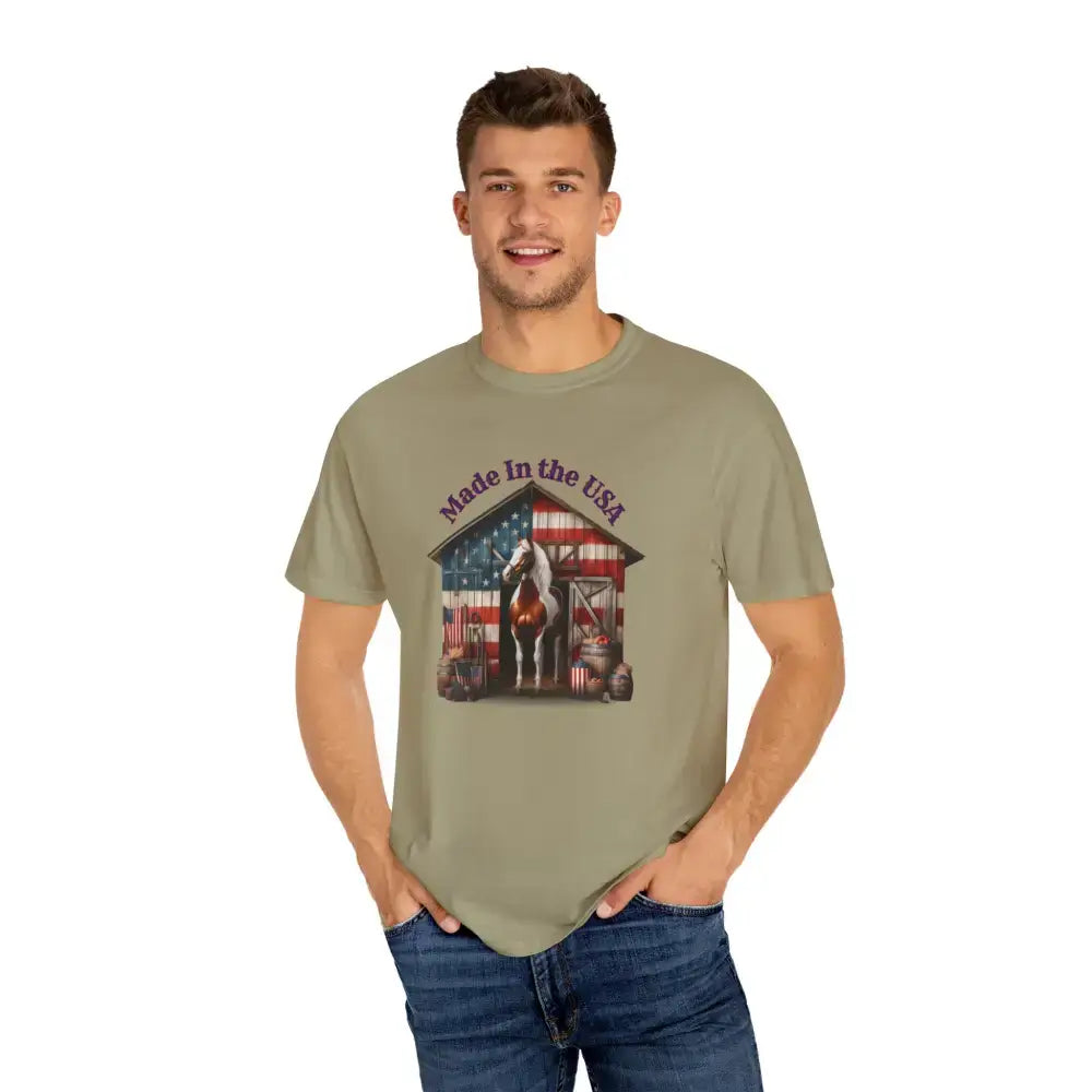 Made in the USA Horse Graphic T-Shirt Patriotic Tee for Horse Lovers American Pride Apparel - T-Shirt